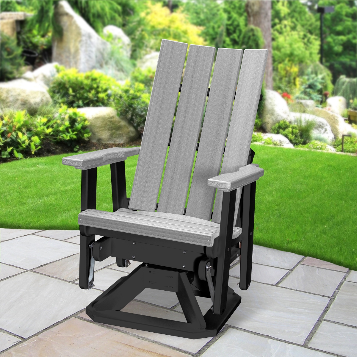 Picture of American Furniture Classics 410LGB Brandon Swivel Glider&#44; Light Gray on a Black Base