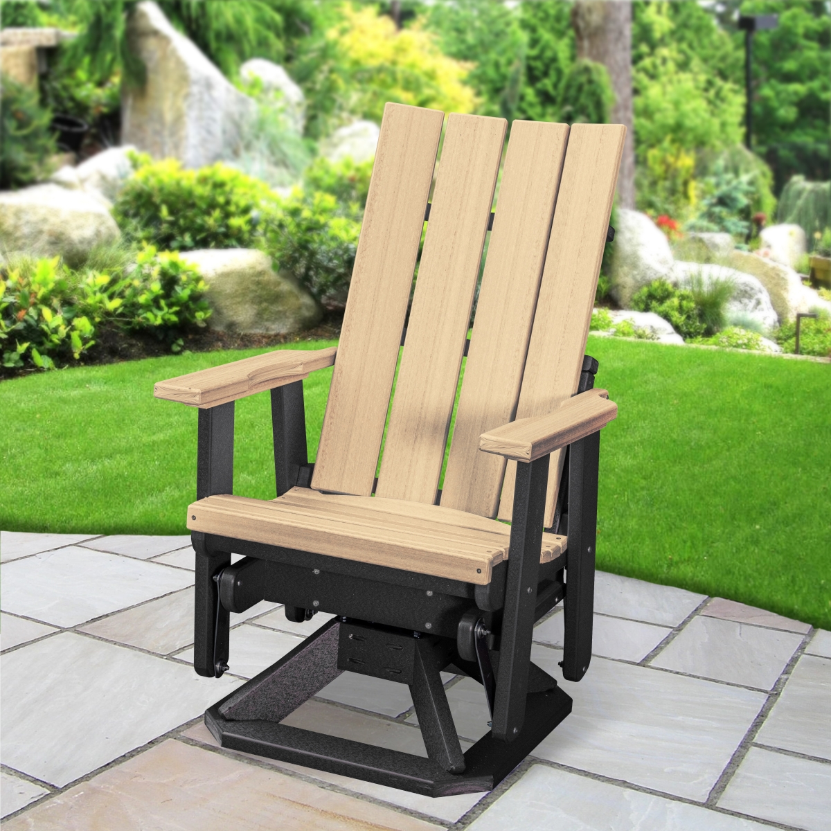Picture of American Furniture Classics 410WWBK Brandon Swivel Glider&#44; Weatherwood on a Black Base
