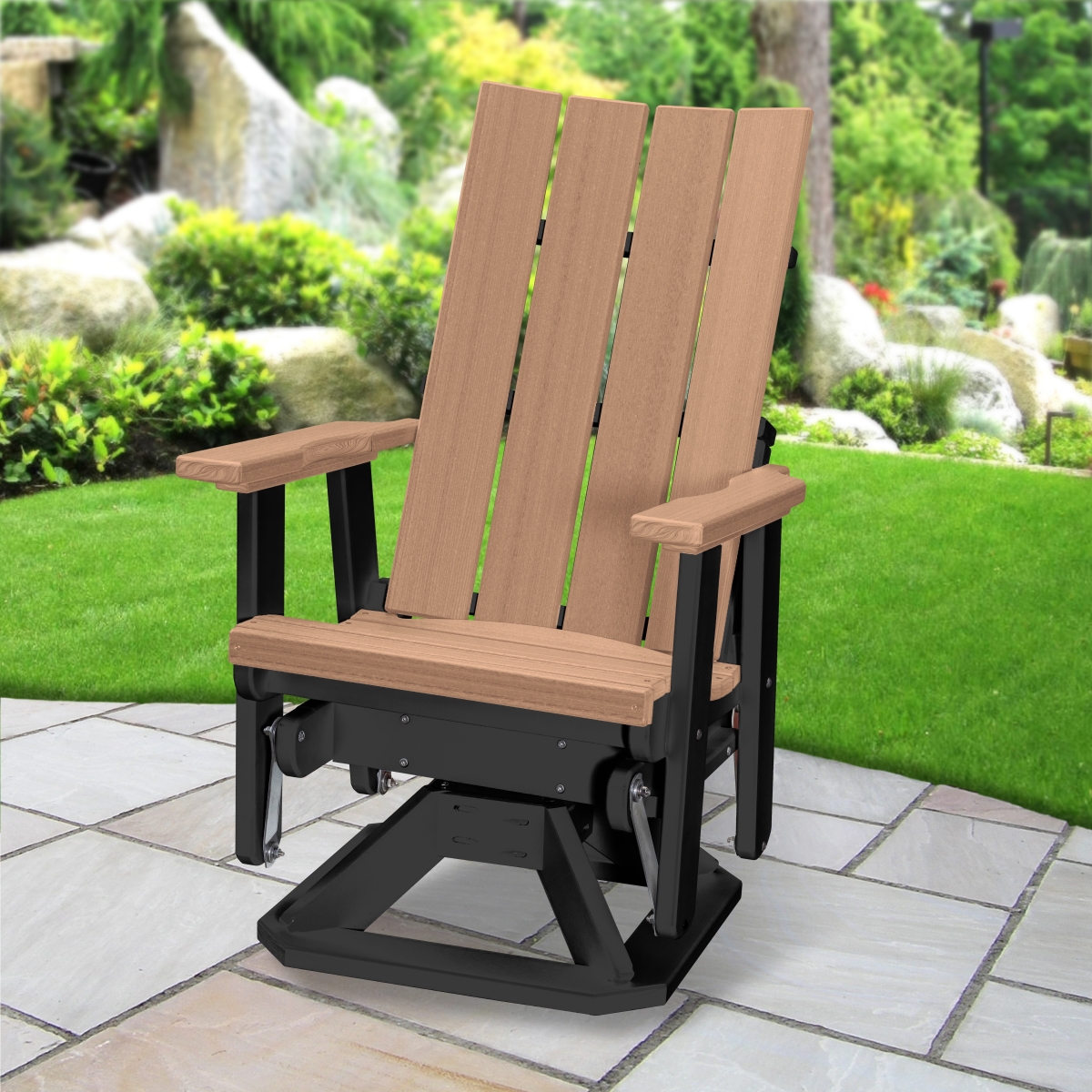 Picture of American Furniture Classics 410CBK Brandon Swivel Glider&#44; Cedar on a Black Base