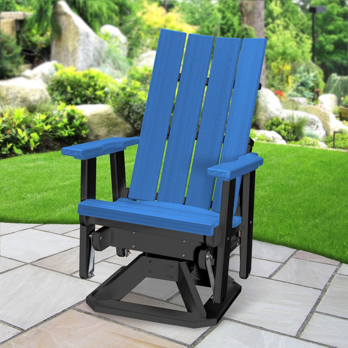 Picture of American Furniture Classics 410BBK Brandon Swivel Glider&#44; Blue on a Black Base