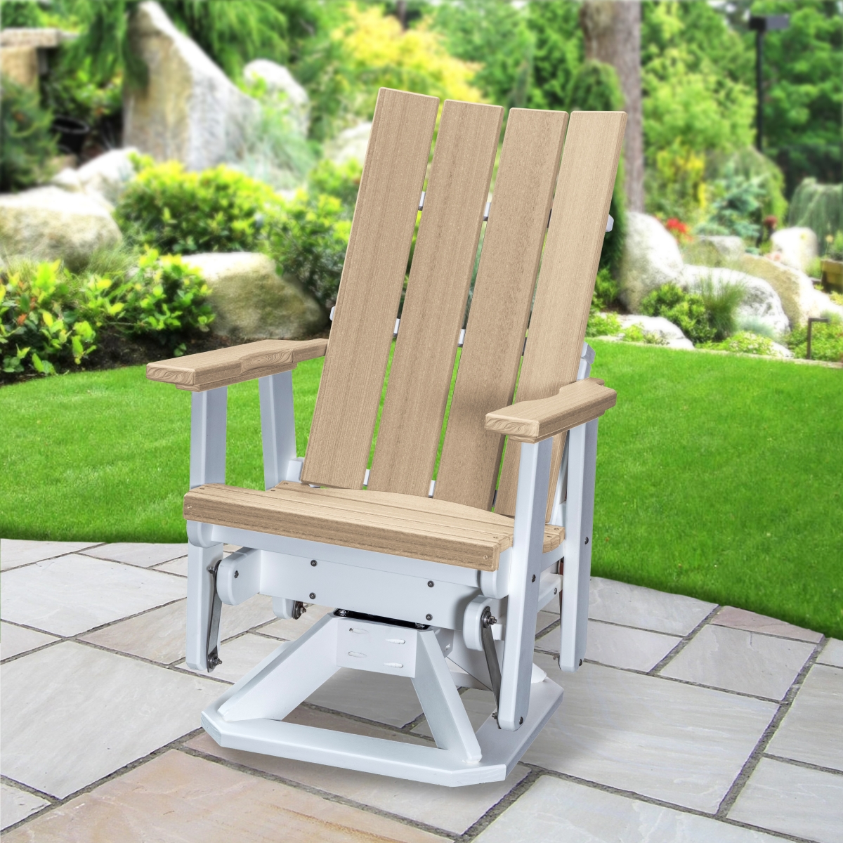 Picture of American Furniture Classics 410WWWT Brandon Swivel Glider&#44; Weatherwood on a White Base