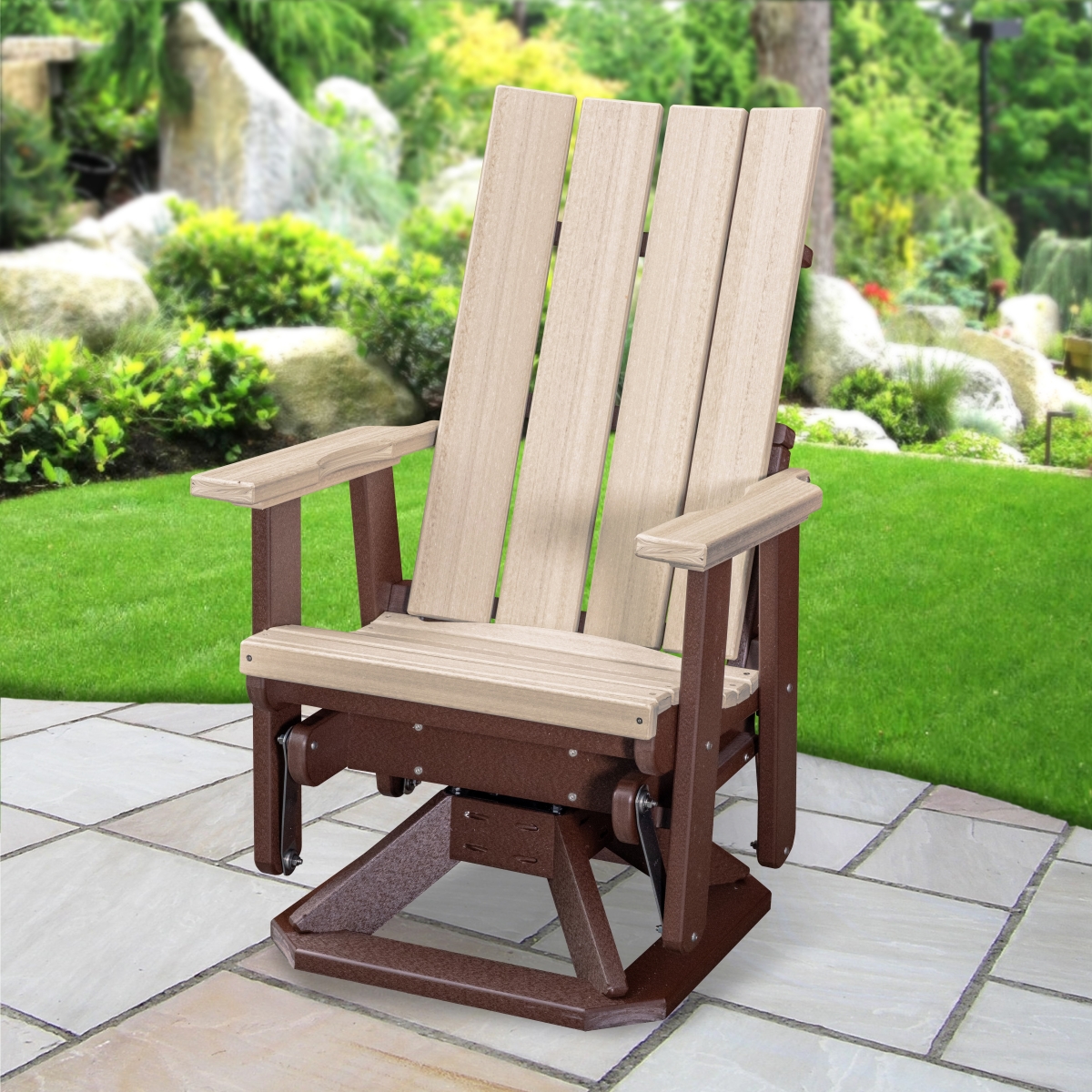 Picture of American Furniture Classics 410BITB Brandon Swivel Glider&#44; Birchwood on a Tudor Brown Base