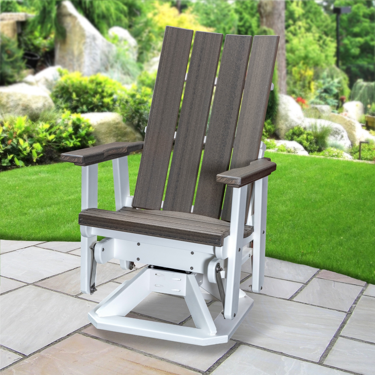 Picture of American Furniture Classics 410CGWT Brandon Swivel Glider&#44; Coastal Gray on a White Base