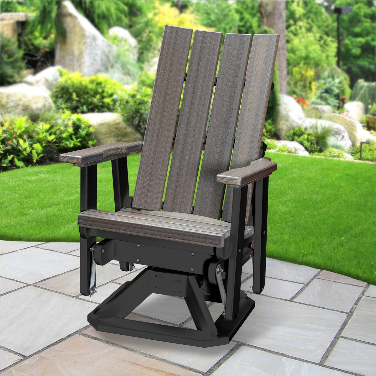 Picture of American Furniture Classics 410CGBK Brandon Swivel Glider&#44; Coastal Gray on a Black Base
