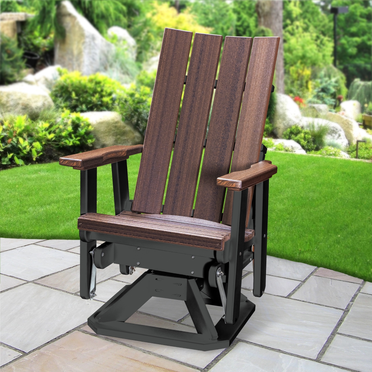 Picture of American Furniture Classics 410BZBK Brandon Swivel Glider&#44; Brazilian Walnut on a Black Base