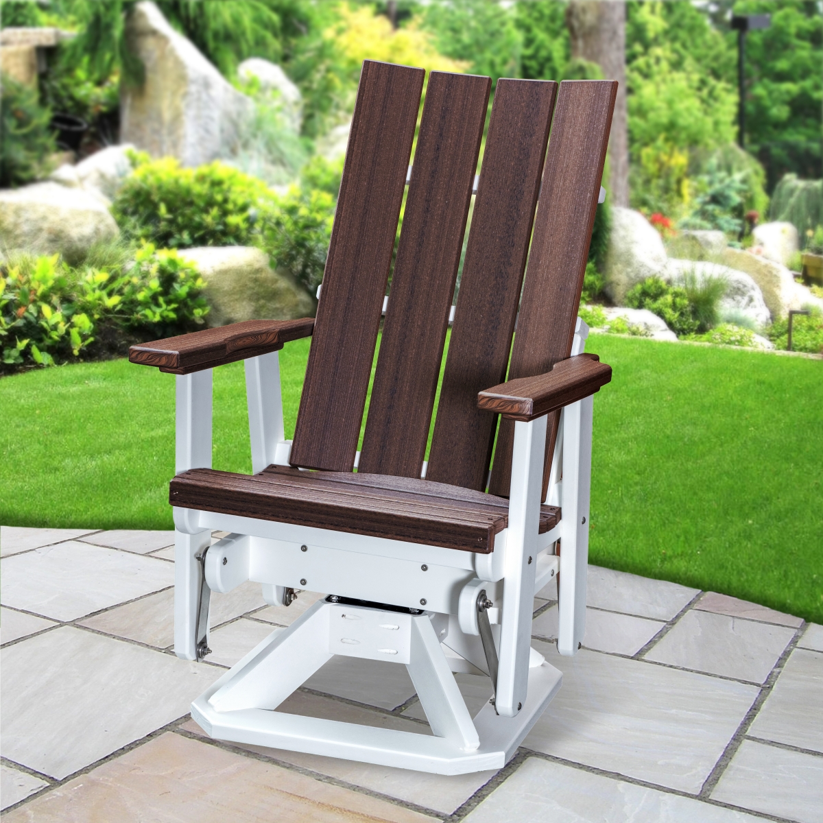 Picture of American Furniture Classics 410BZWT Brandon Swivel Glider&#44; Brazilian Walnut on a White Base
