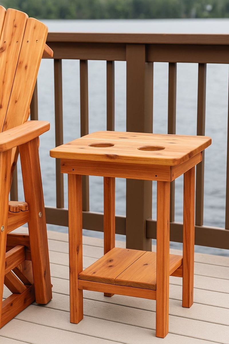 MM116 Natural Red Cedar Balcony Height Side Table