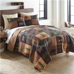 Picture of American Heritage Textiles Y20004 Brown Bear Cabin Twin Size Quilt Set&#44; Cream & Brown - 2 Piece
