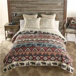 Picture of American Heritage Textiles Y20264 Your Lifestyle Bear Totem Polyester Twin Size Quilt Set, Multi Color - 2 Piece