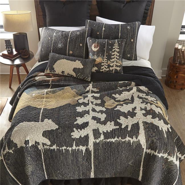 Moonlit Bear Cotton Quilt Set - Multi Color - Queen Size - 3 Piece Set