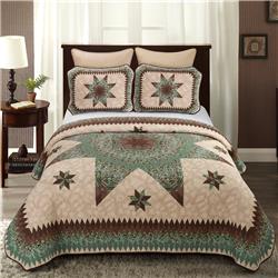 50146 Sea Breeze Star Queen Size Comforter Set - Beige, Brown & Ivory