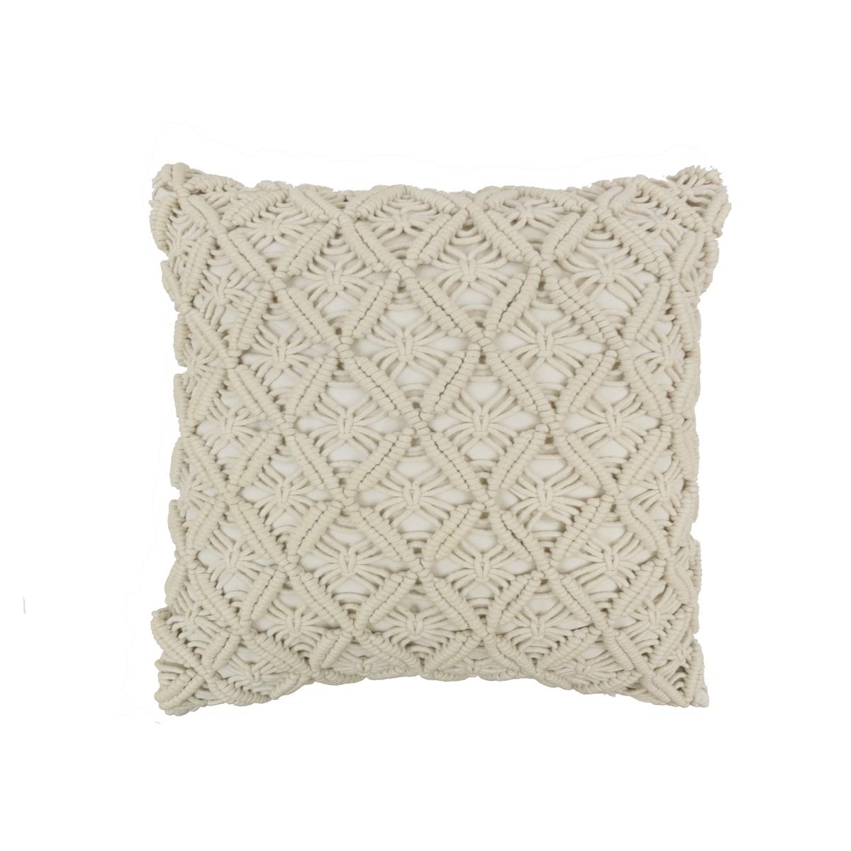 65041 Crochet Texas Brown Bandana Decor Pillow, Cream