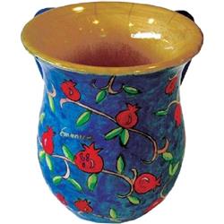 Picture of A&M Judaica NYL8 Yair Emanuel Pomegranates Wooden Wash Cup&#44; Large
