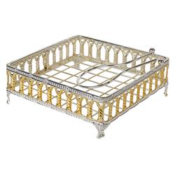 7.2 in. Gold & Silver Plated Flat Napkin Holder with Weighted Arm