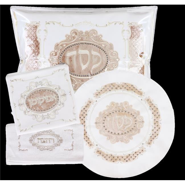 Elegant Leather & Velvet Pesach Set, 4 Piece