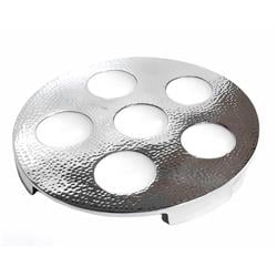 Hammered Stainless Steel Seder Plate, Silver & White