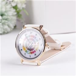 59731 Watch with Aleph Bais Handle, White, Green & Gold