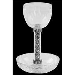 Picture of A&M Judaica 16653 6.5 x 4.5 in. Crystal Cup & Tray with Silver Stones Tray