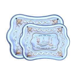 Picture of Hadad Bros 17591 16 x 11.5 in. Wood Hadad Brothers Challah Tray Spirulina&#44; White & Gold