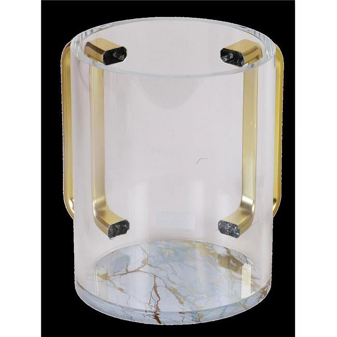 Picture of Schonfeld Collection 911121 22 in. Acrylic Washing Cup with Handle&#44; White&#44; Gold & Clear