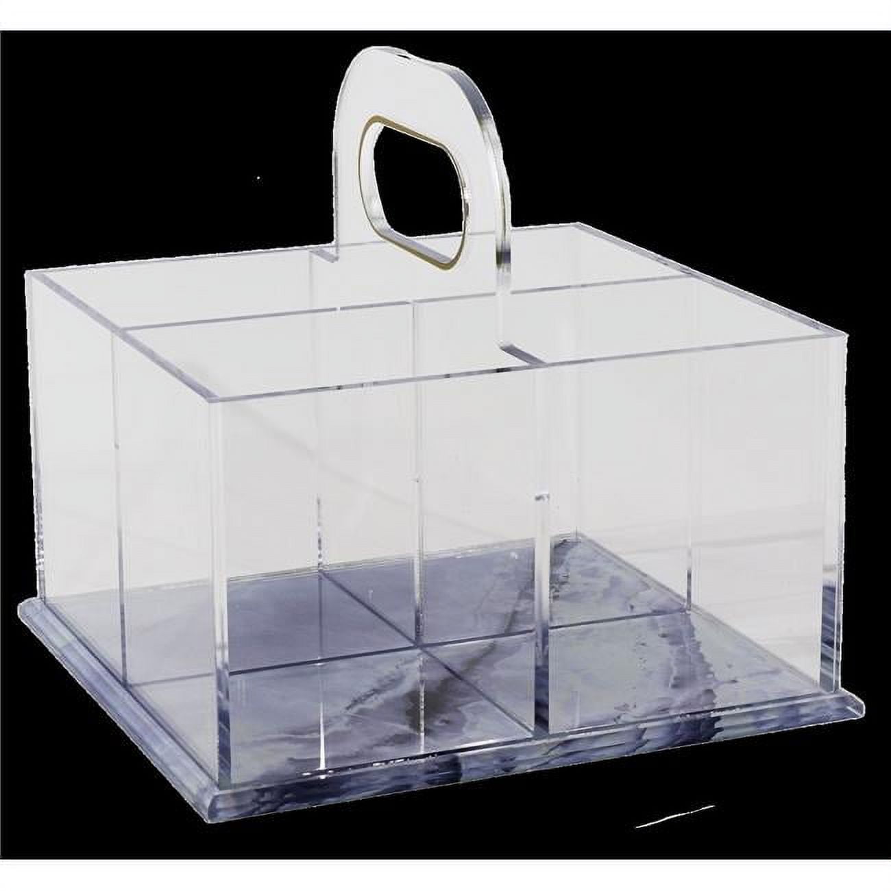 Picture of Schonfeld Collection 182415 35.7 in. Marble Acrylic 4 Section Cutlery Holder&#44; Clear & Blue