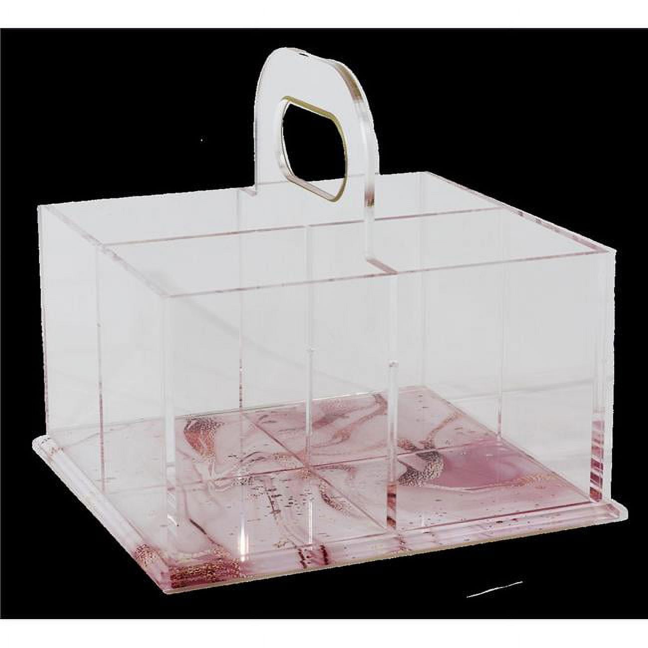 Picture of Schonfeld Collection 182416 35.7 in. Marble Acrylic 4 Section Cutlery Holder&#44; Clear & Red
