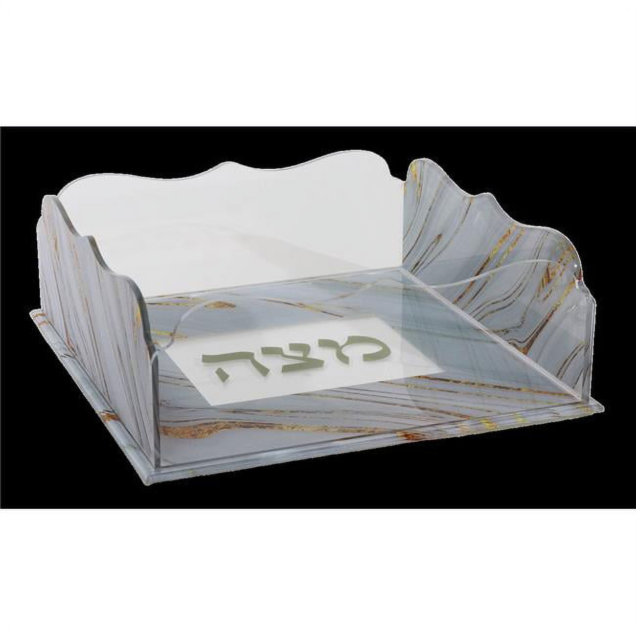 Picture of Schonfeld Collection 182704 33.15 in. Marble Acrylic Open Flat Square Matza Box