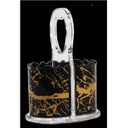 Picture of Schonfeld Collection 182320 Marble Crystal Cutlery Holder, Black