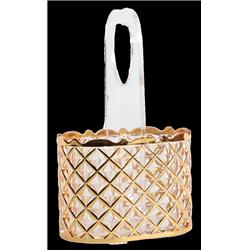Picture of Schonfeld Collection 182323 Basket Style Crystal Cutlery Holder, Gold