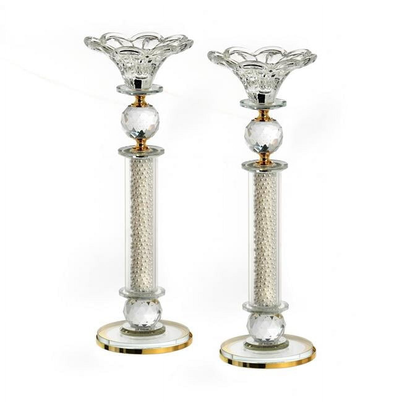 Picture of Novell Collection X2043Z Crystal Candlesticks with Pearls & Gold Metal