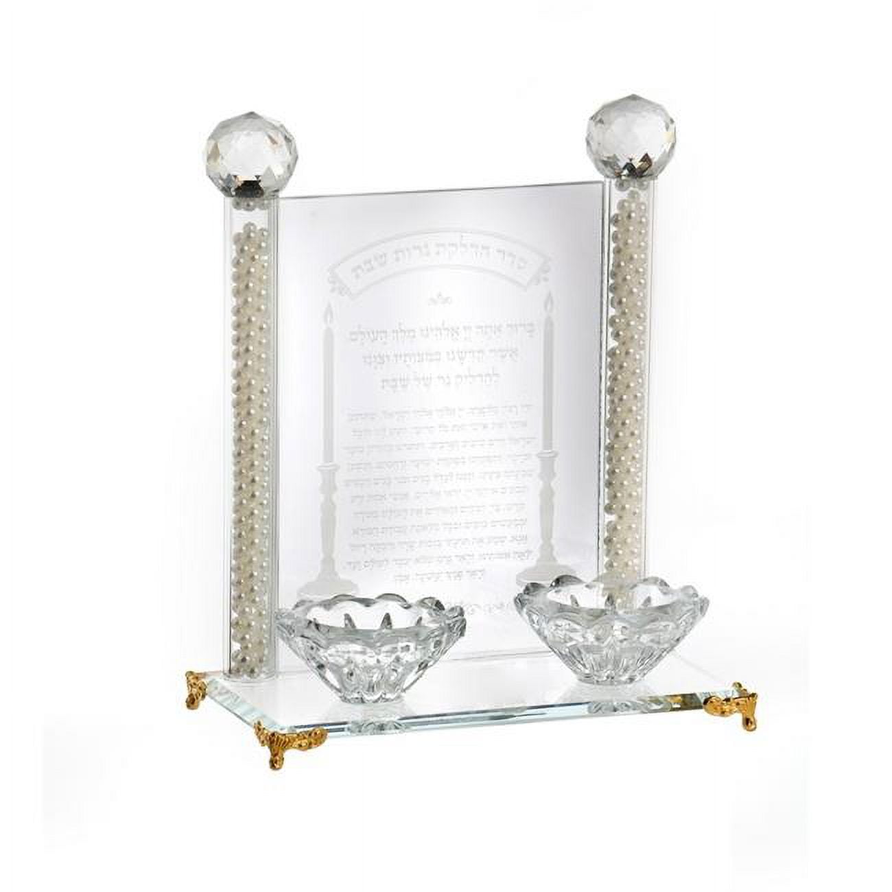 Picture of Novell Collection X2443Z Crystal Candlesticks on Mirror Tray with Gold Legs