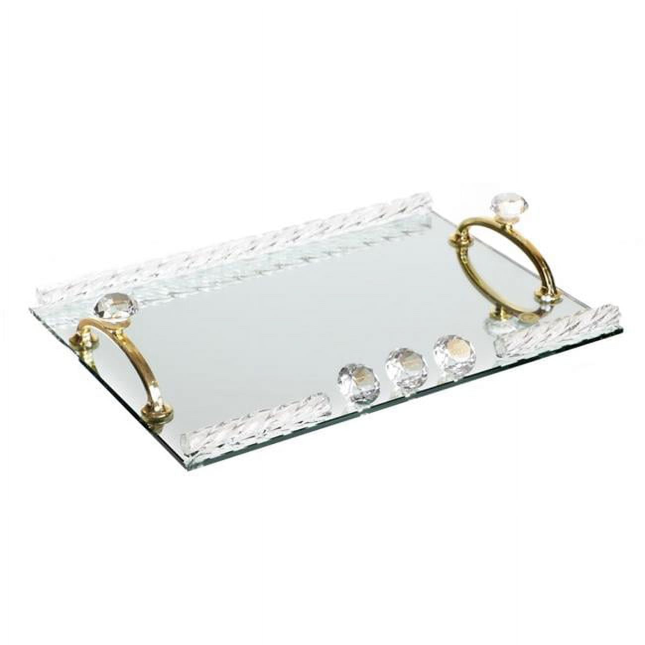 Picture of Novell Collection X3451Z Shabbos Tray with Gold Handles & Crystal Stones