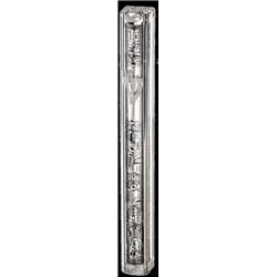 Picture of Art Judaica 23615 12 cm Transparent Plastic Mezuzah with Rubber Cork with Letter Shin & Plaque