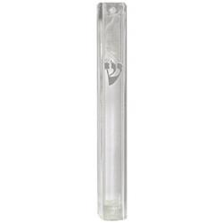 12 cm Plastic Water Proof Shin Mezuzah, Silver & Clear