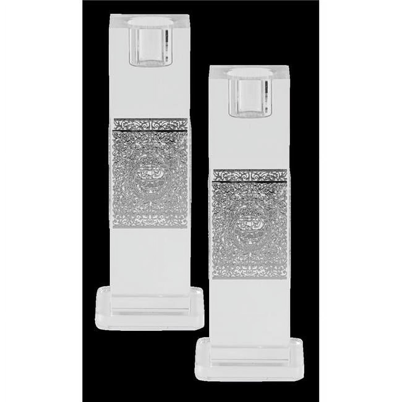 Picture of Shalhevet 1802931 6 x 1.5 in. Silver Floral Candle Sticks Set
