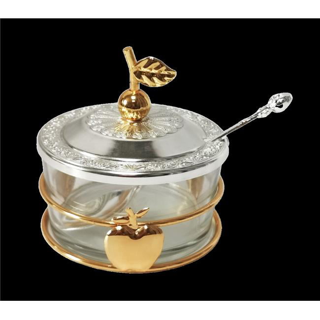 Picture of Nua 59971 Honey Dish with Apple Shapes, Gold & Silver