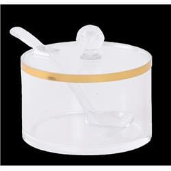 5 x 8 cm Round Dish with Spoon Gold Rim