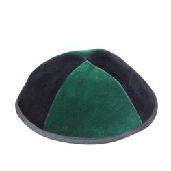Picture of Judaica 4GGRWR 4 Part Gray & Green Yarmulka with Rim&#44; Size 3