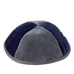 Picture of Judaica 4NBWR 4 Part Navy & Grey Yarmulka with Rim&#44; Size 4