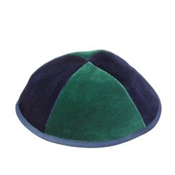 Picture of Judaica 4NGRWR 4 Part Navy & Green Yarmulka with Rim&#44; Size 2