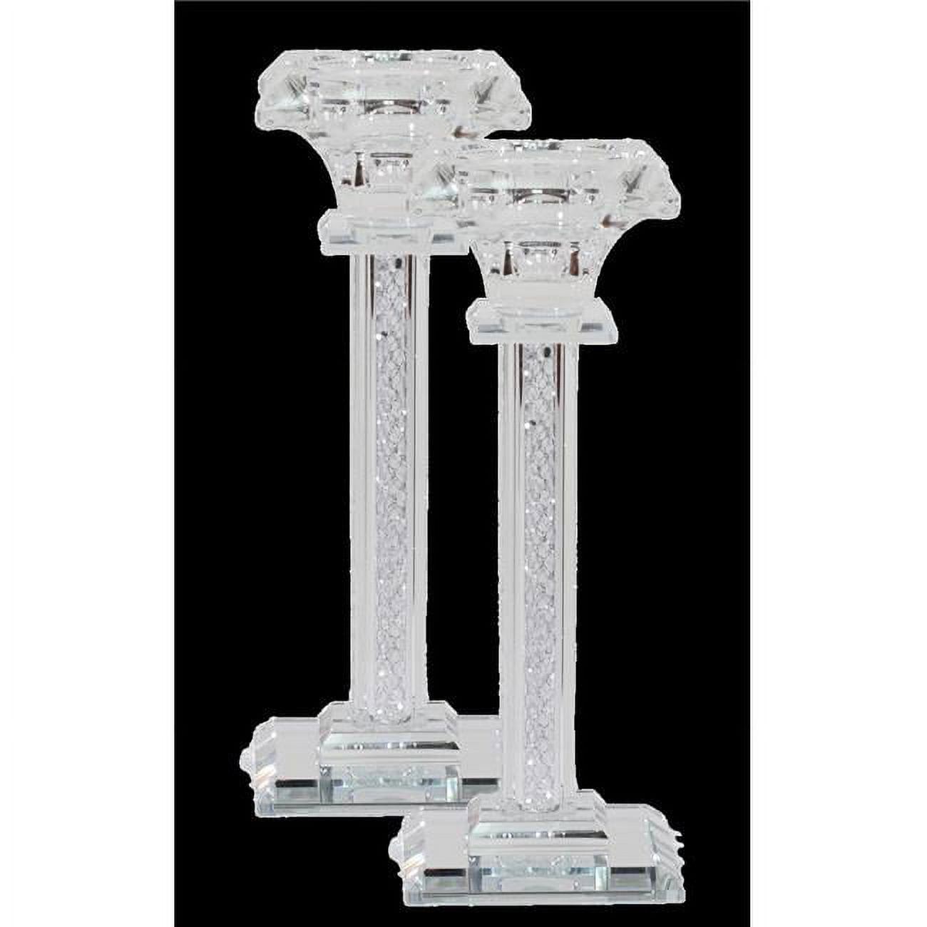 Picture of Schonfeld Collection 182326 7 in. Crystal Square Candlestick with Silver Paper Filling