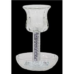 Picture of Schonfeld Collection 182887 6 in. Cup & 4.5 in. Tray Silver Filling with Square Leg Crystal Kiddush Cup
