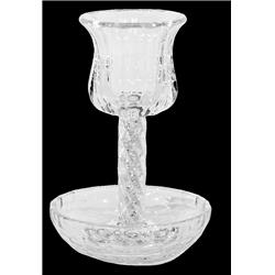 Picture of Schonfeld Collection 182892 6 in. Cup & 4.5 in. Tray White Filling with Spiral Leg Crystal Kiddush Cup