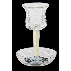Picture of Schonfeld Collection 182893 6 in. Cup & 4.5 in. Tray White Pearl Filling with Square Leg Crystal Kiddush Cup