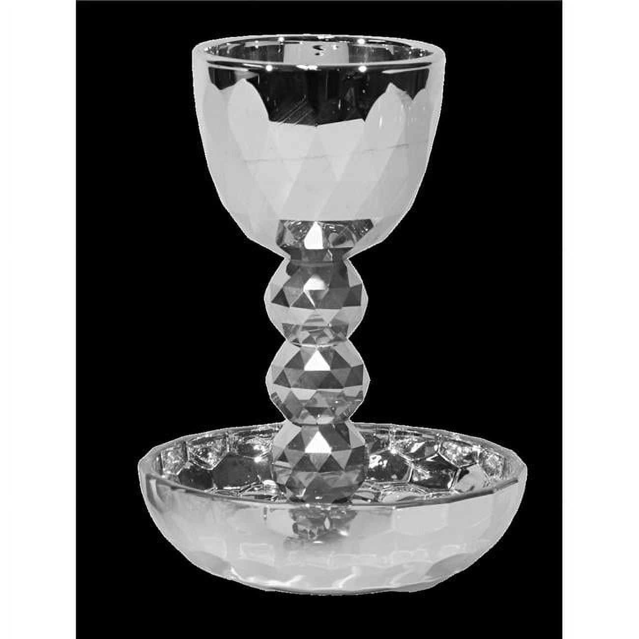 Picture of Schonfeld Collection 182902 5.5 in. Crystal Silver Kiddush Cup with Tray, Round Design