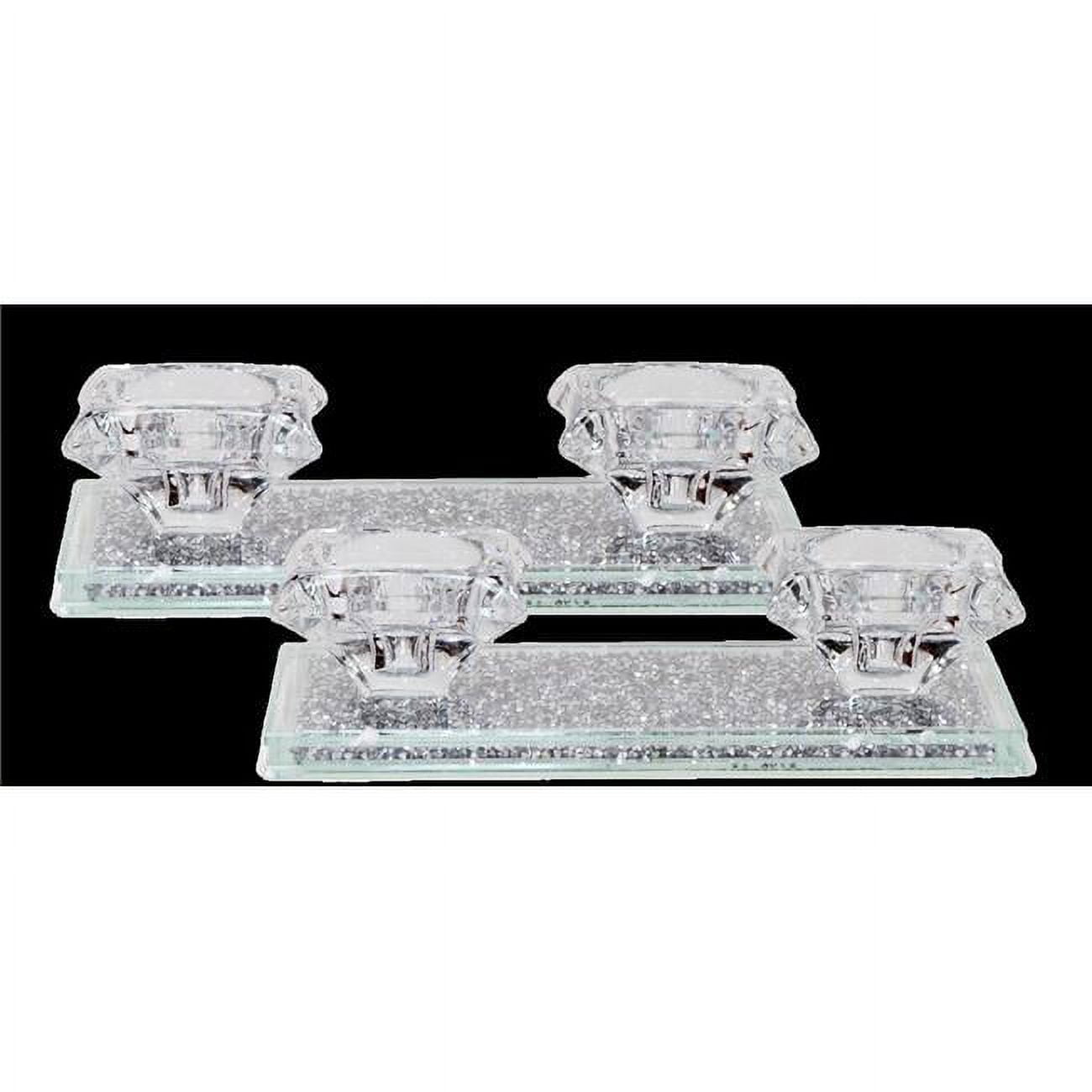 Picture of Schonfeld Collection 182977 8 x 4 in. 2 Crystal Candle Holder on Silver Filling Stand, 2 Piece