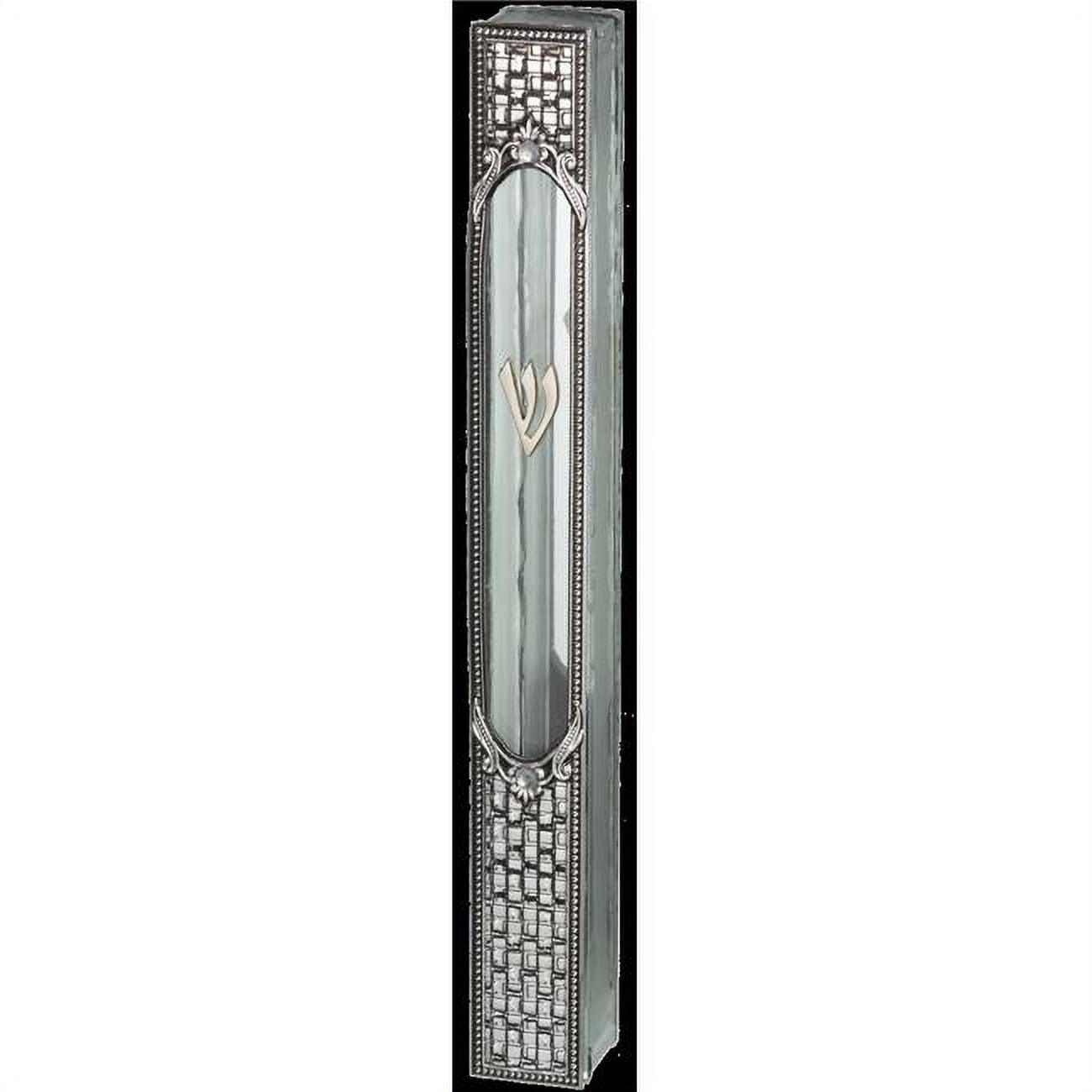 20 cm Glass Mezuzah with Classic Metal Plaque