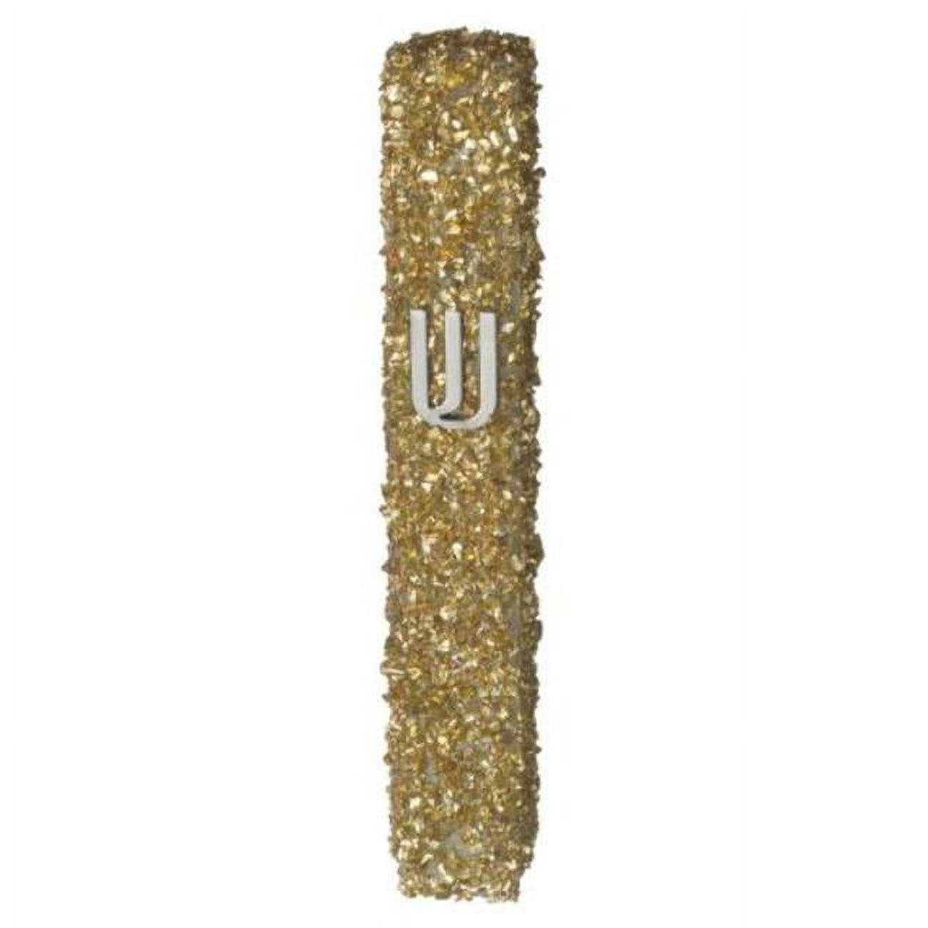 20 cm Golden Glass Mezuzah with Stones