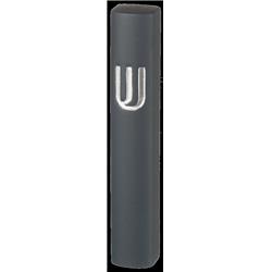 15 cm Dark Gray Polyresin Mezuzah with Silvered Shin