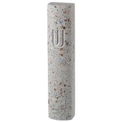 12 cm Dotted White Cement Mezuzah